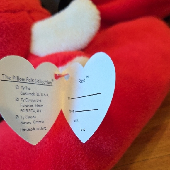 Ty Pillow Pal RED The Plush Bull With White Horns 14" Long Retired 1997 Has Tag - Picture 2 of 6